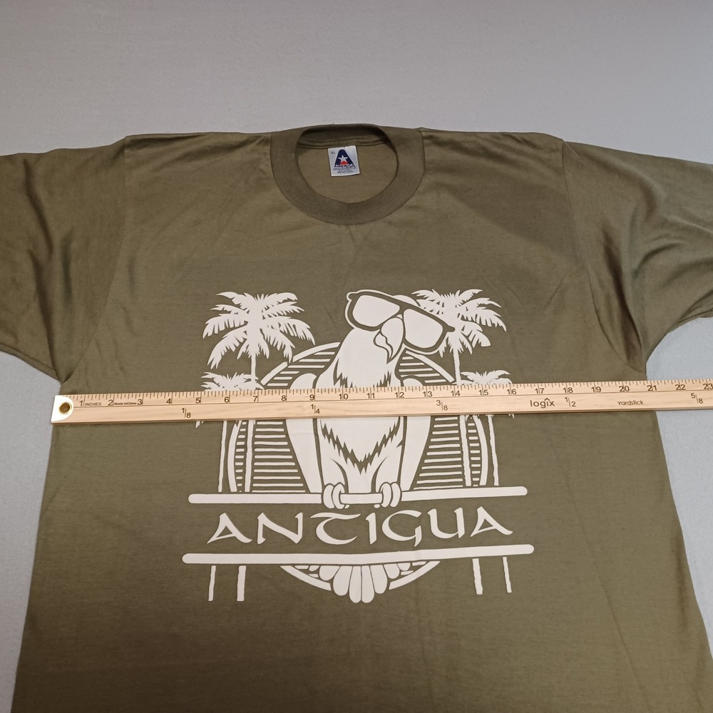 Vintage America Project Antigua Parrot Graphic TShirt XL Olive Green Made in USA